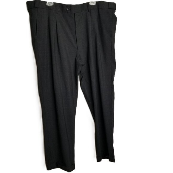 GS Mens Dress Pants 46/30 Charcoal Black Wool Blend Professional Business Formal - Picture 1 of 9